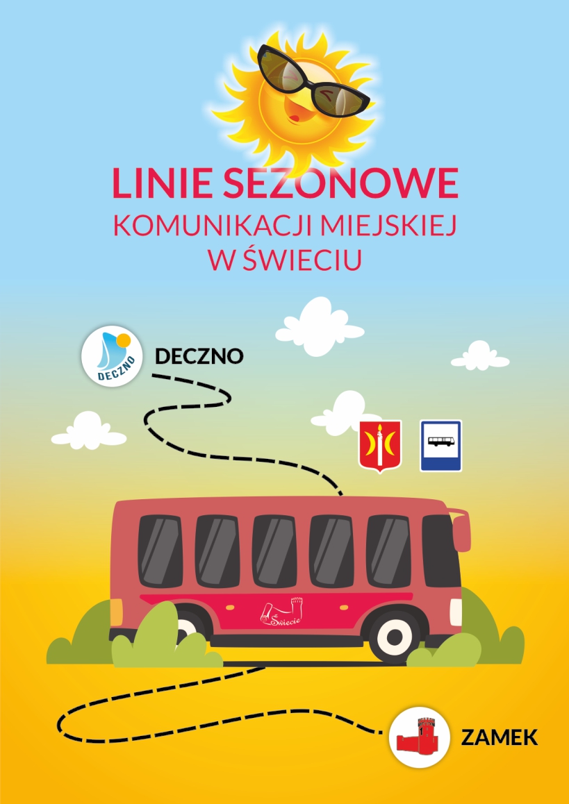 Plakat dotyczący linii sezonowych komunikacji miejskiej